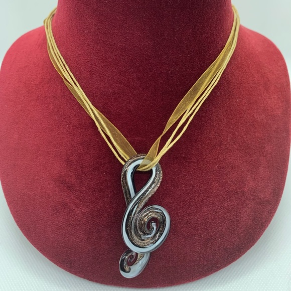 Glass Treble Clef Necklace - Picture 2 of 3